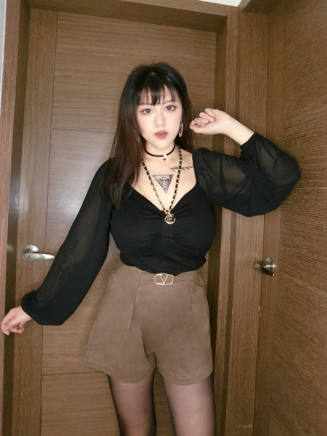 西裝折A字毛呢短褲