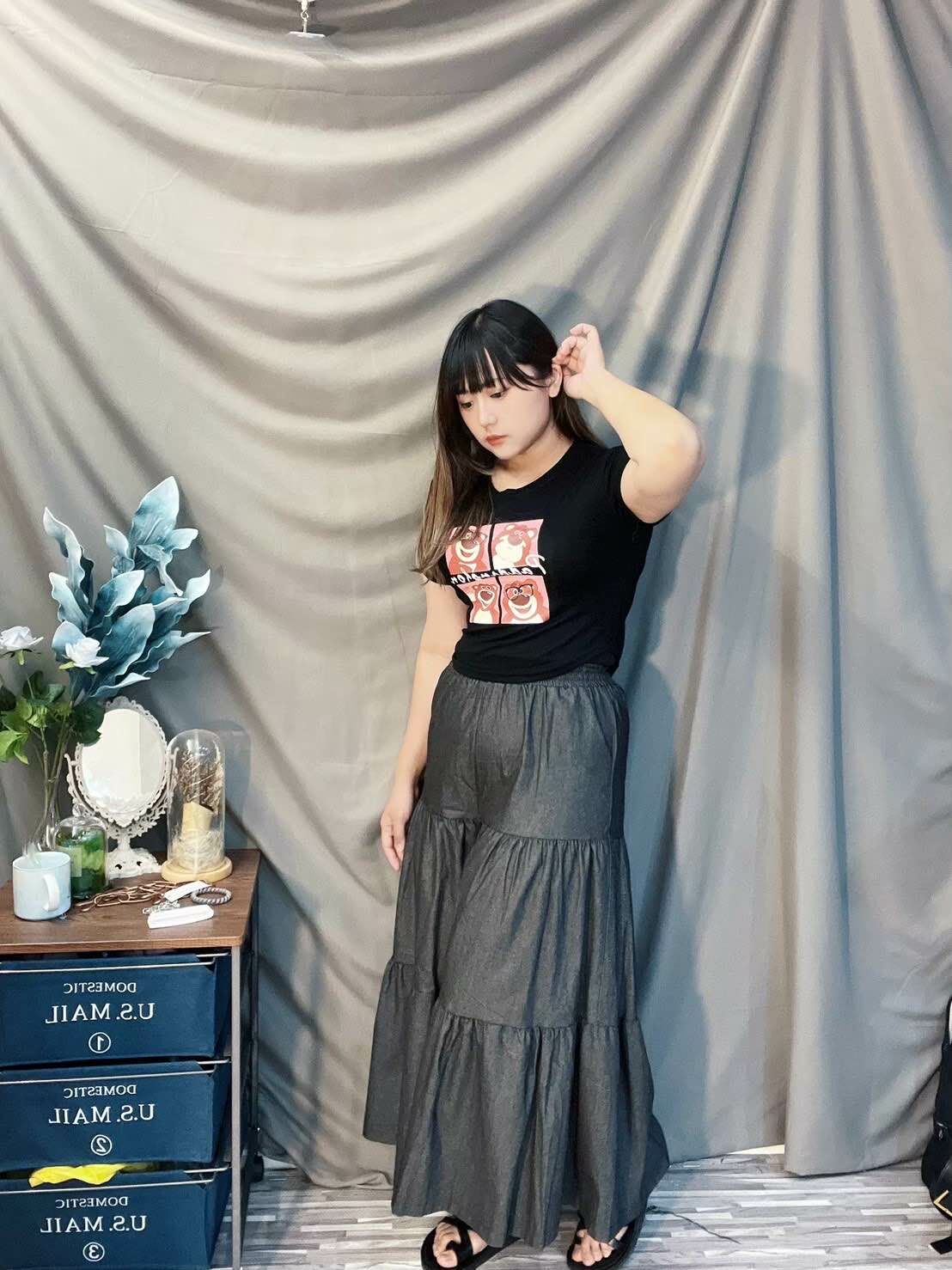 縮腰寬版蛋糕褲