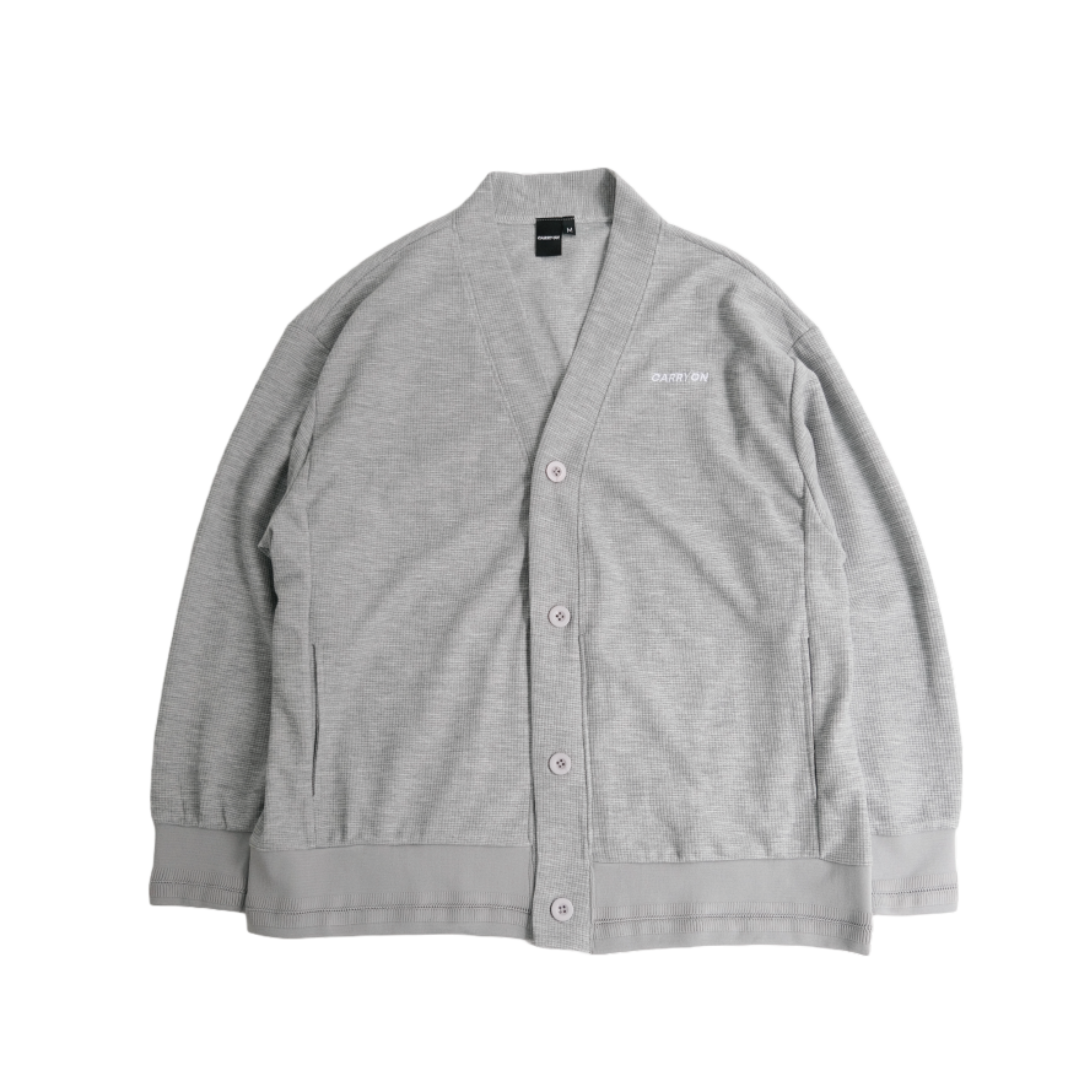 CARRYON 24SS Logo Waffle Coat 電繡 華夫格 薄款 開衫外套 灰色