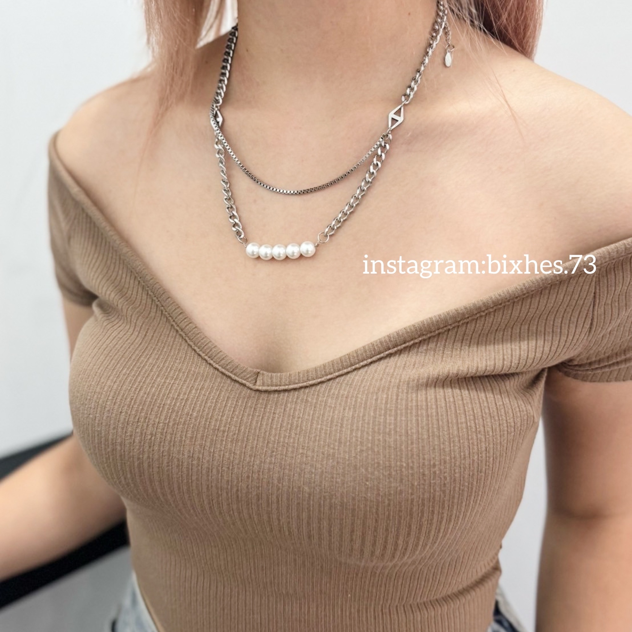 雙孔拼接珍珠項鍊(K00072)