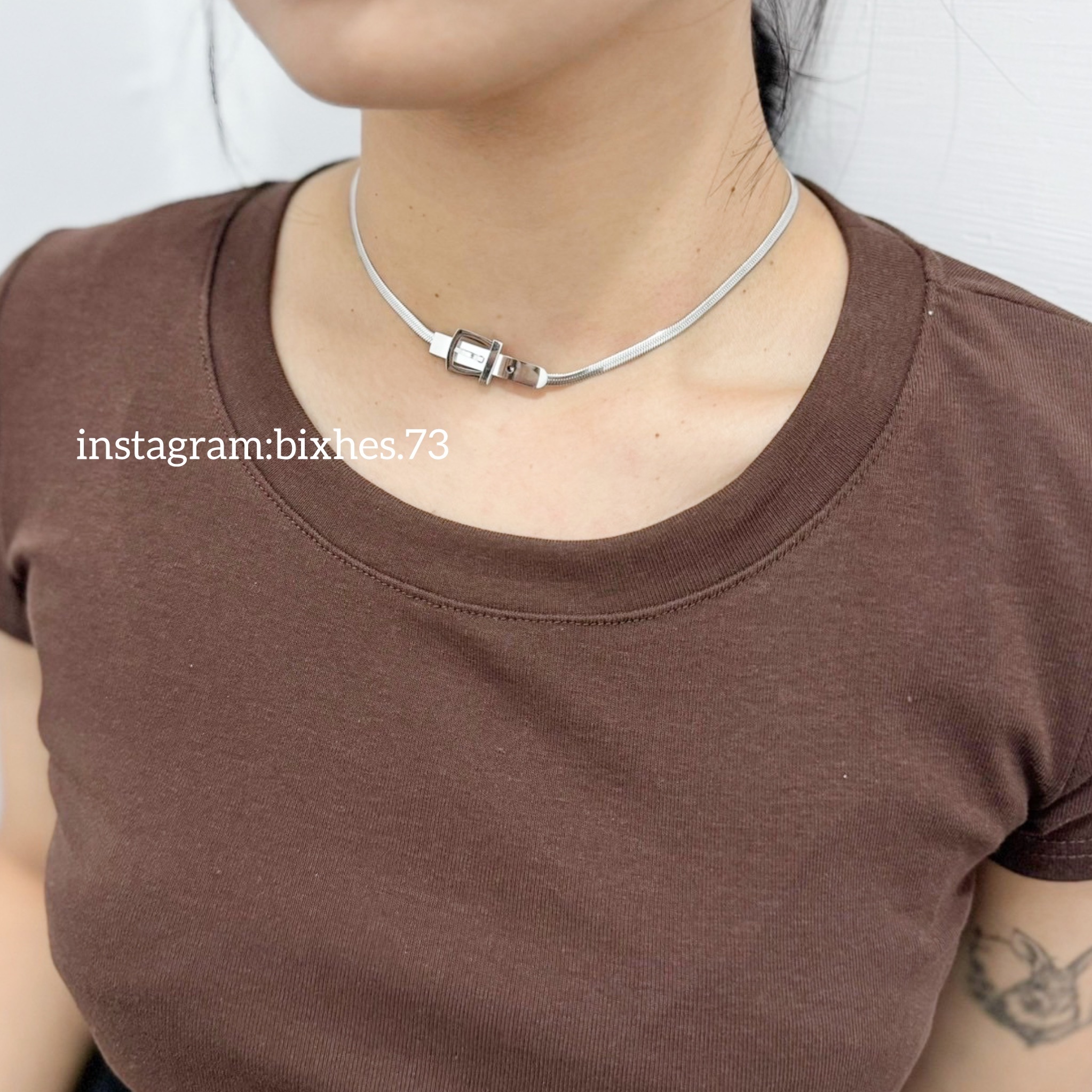 小眾皮帶扣項鍊(K00073)