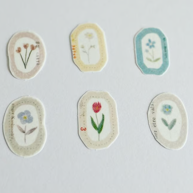 花朵＿郵票貼紙 30枚 和紙貼紙包 F-014｜日本 yohaku