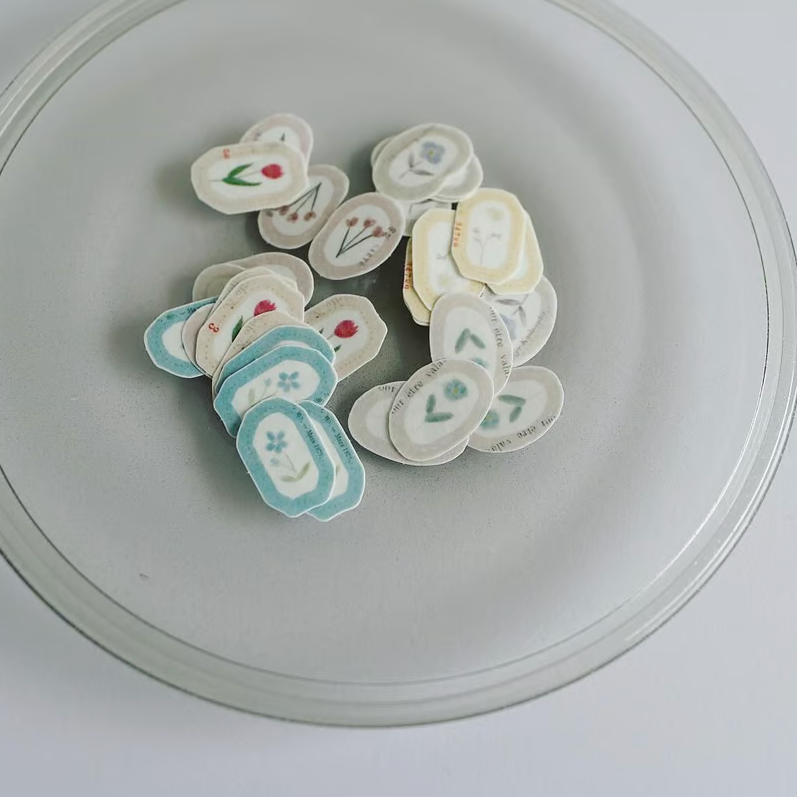 花朵＿郵票貼紙 30枚 和紙貼紙包 F-014｜日本 yohaku