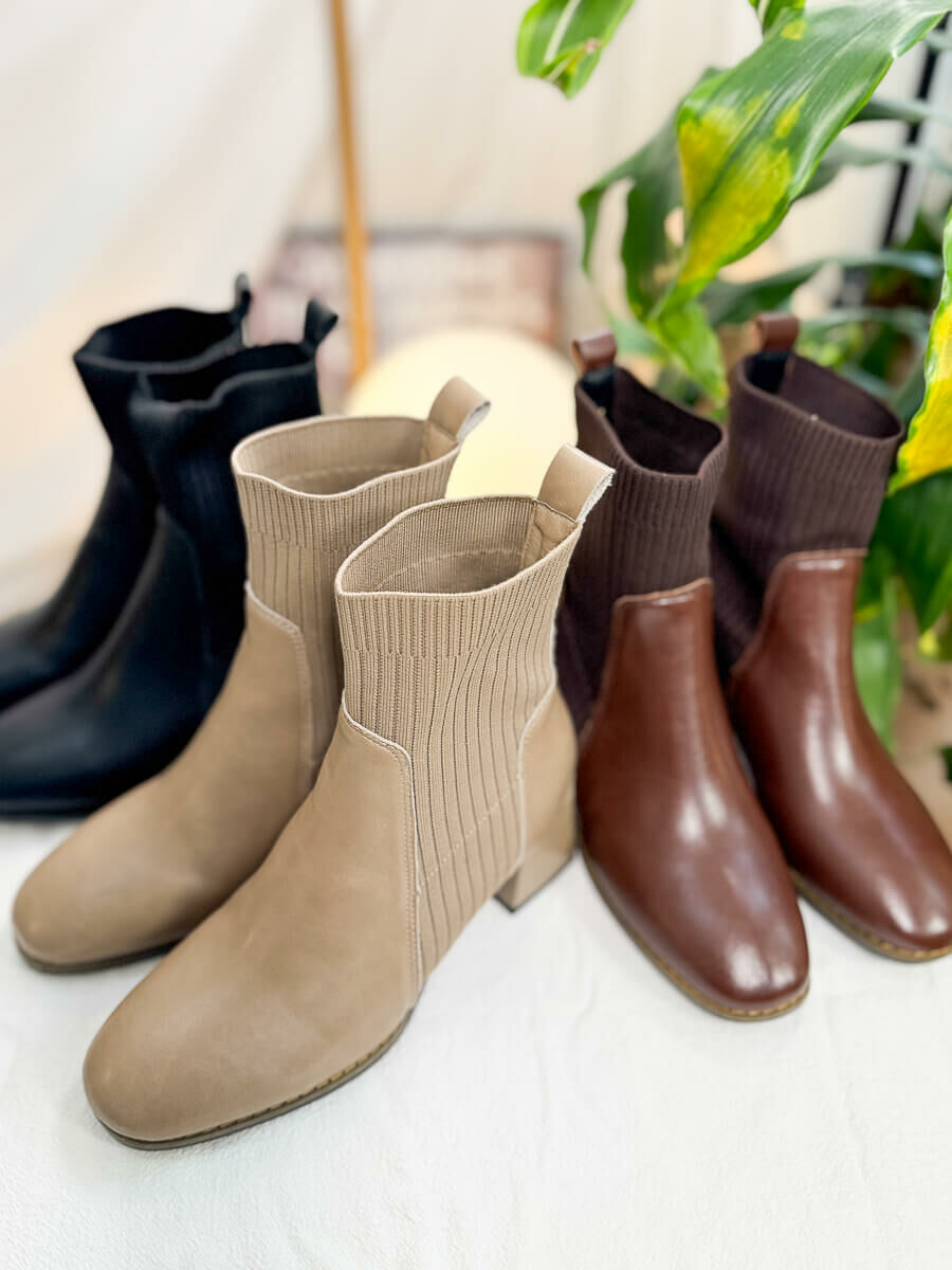 羅紋料 ‧ 真皮 ‧ 高踭BOOTS 【2417-1039】