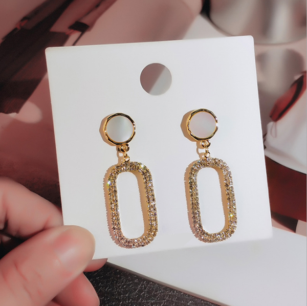 JK KOREA new S925 shell women's long French earrings J0435
