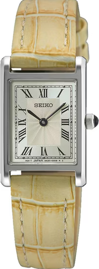 萬年鐘錶 - SEIKO  CS系列  「Vintage Style」 復古奶油白方形皮革款女錶  SWR095P1  / 4N30-00H0J  錶徑19MM