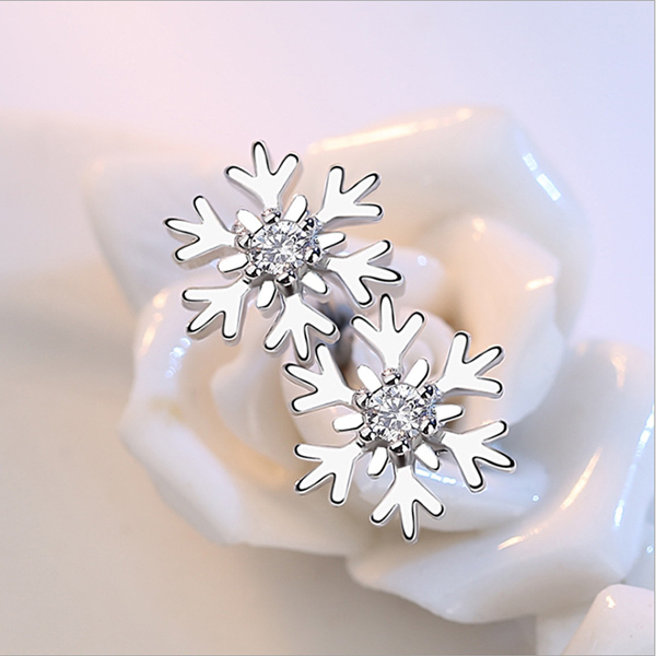 JK KOREA new snowflake hollow earrings silver-plated earrings J0213