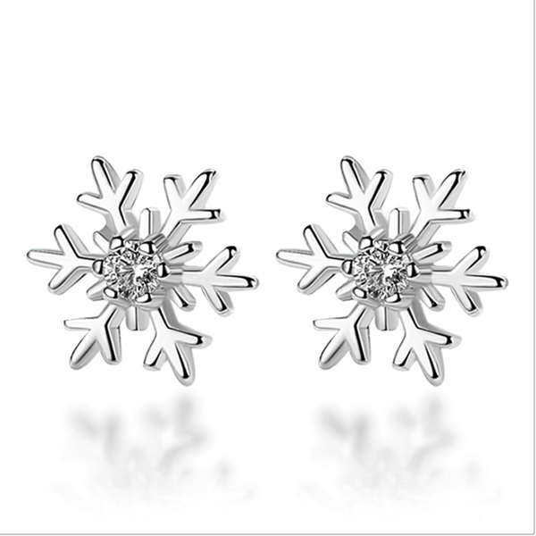 JK KOREA new snowflake hollow earrings silver-plated earrings J0213