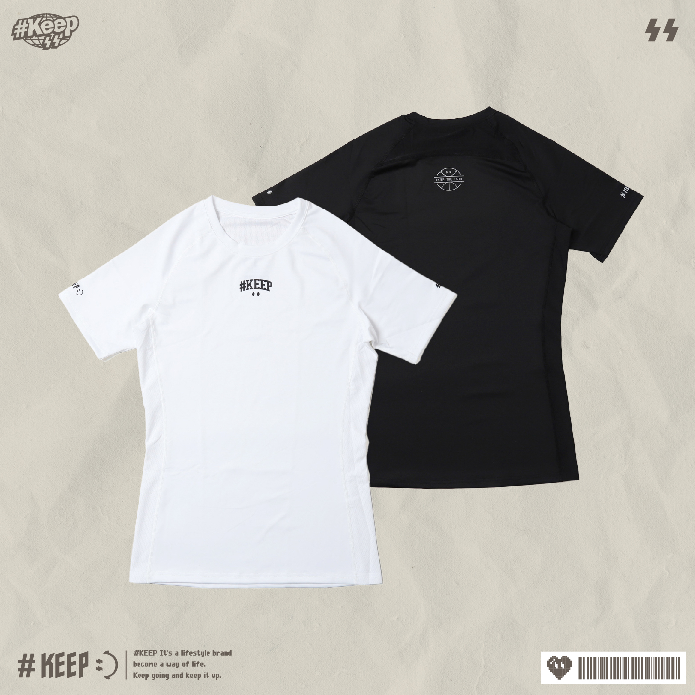 #KEEP ICON LOGO TIGHT TEE 黑 白 印花 運動 短袖 束衣【KS232】ABshorts