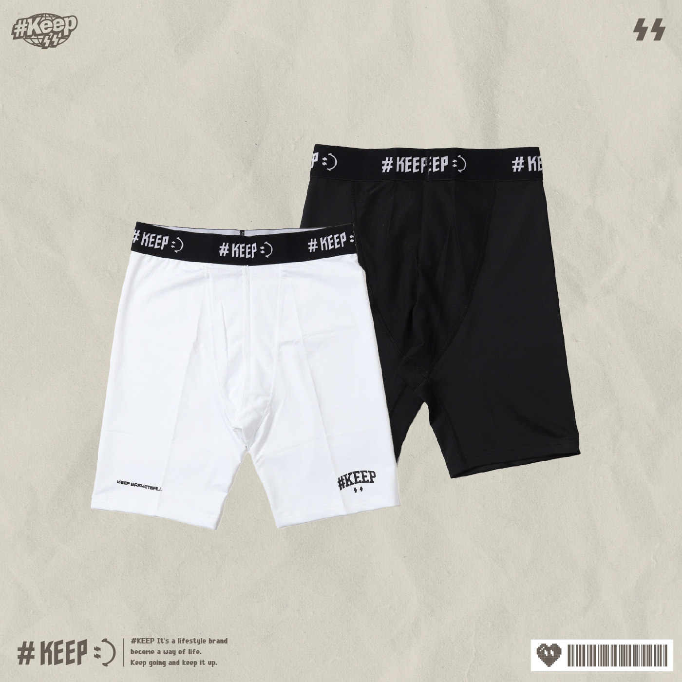 #KEEP SLOGAN LEGGINGS 黑 白 印花 彈性 運動 短束褲【KS231】ABshorts