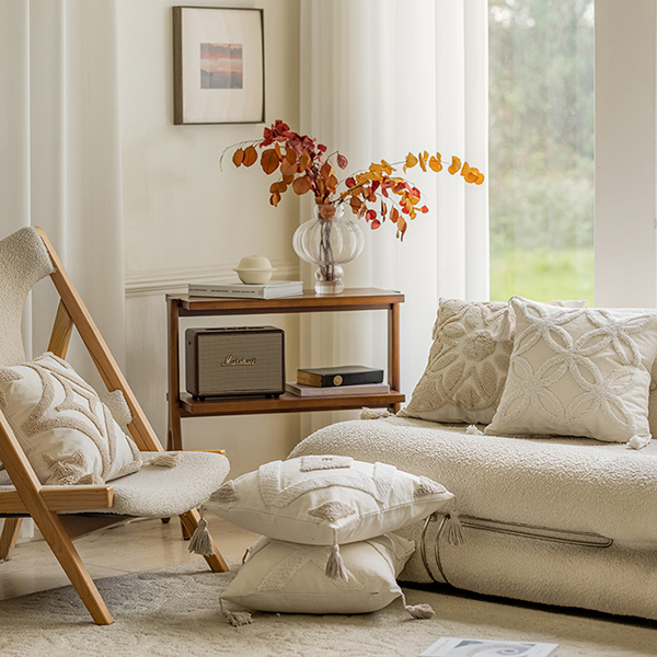 純棉簇絨幾何形抱枕套