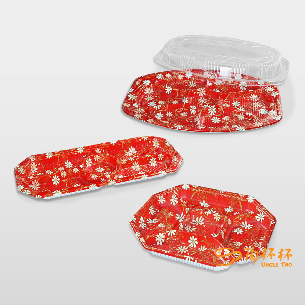 【陶杯杯】壽司盒 年菜盒 五/七拼 冷盤 FE02 外帶盒 水果拼盤 前菜 0201AB 餐具便當盒 餐盒碗盤 台灣現貨