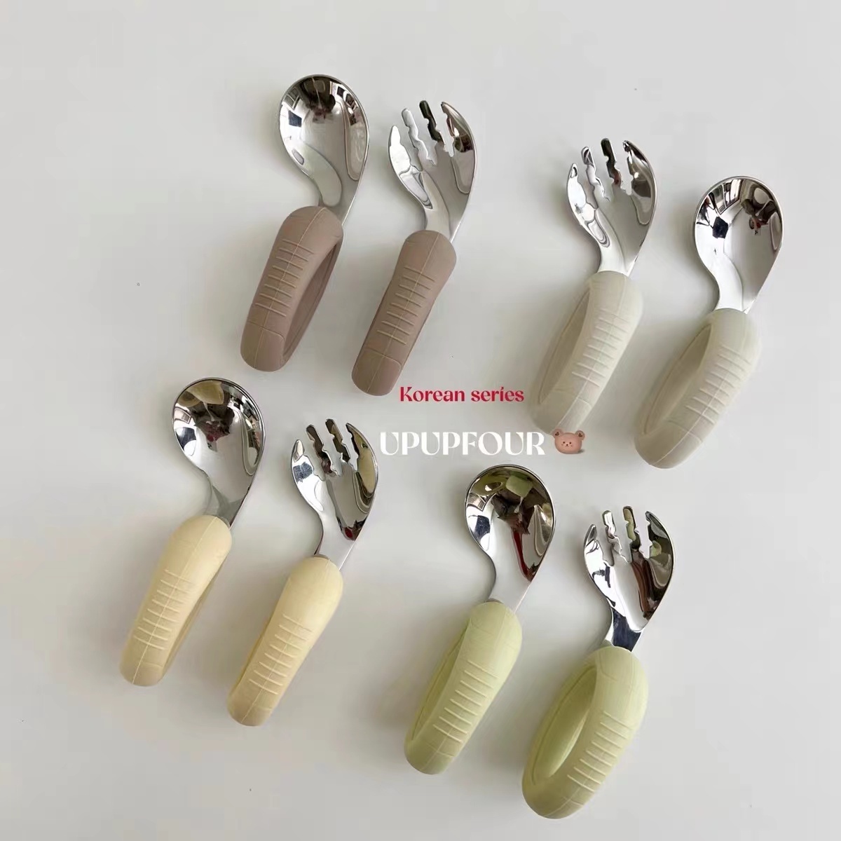 Korea 不銹鋼寶寶彎頭餐具