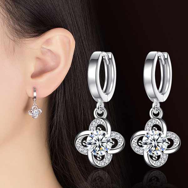JK KOREA Lucky Leaf Clover Eternal Flower Earrings J0100