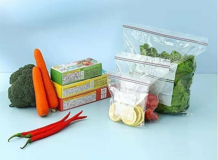 (1 box) Japanese-style dense bag [size M 15 pcs] Fresh-keeping bag Double-sealed food fresh-keeping freezer bag
