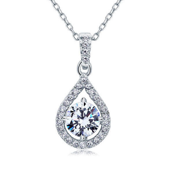 JK KOREA Zircon Water Drop Pendant Necklace J0248