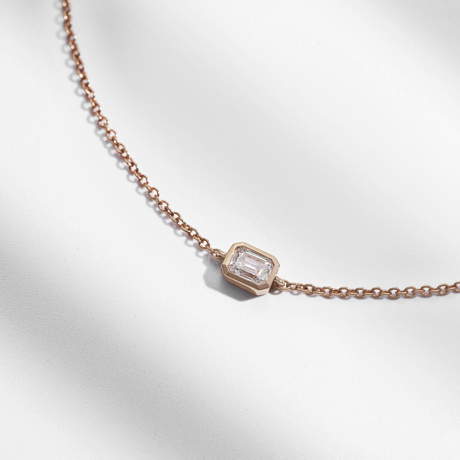 環抱系列 |18K金祖母綠切割鑽石手鏈