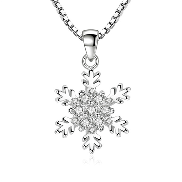 JK KOREA New Snowflake Hollow Silver Plated Necklace Pendant J0214