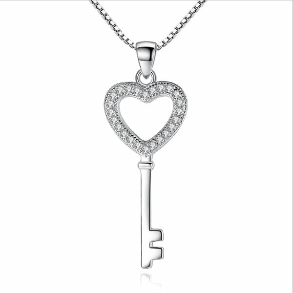 JK KOREA silver-plated key necklace J0106
