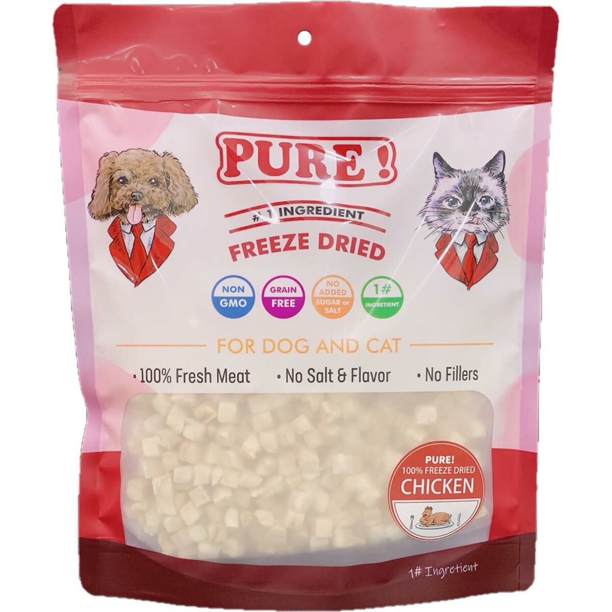 PURE - 100%凍乾純雞肉粒貓狗小食 100克