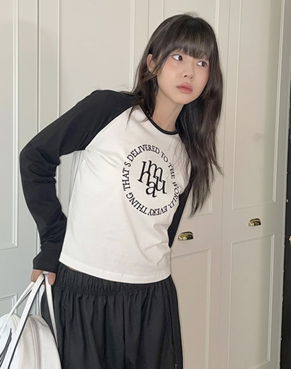 muahmuah - STITCH LOGO RAGLAN LONG SLEEVE (BLACK)