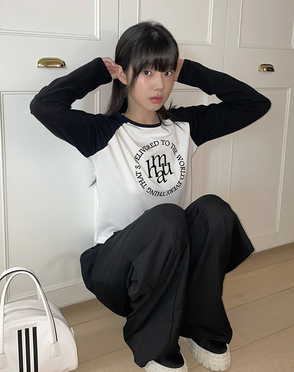 muahmuah - STITCH LOGO RAGLAN LONG SLEEVE (BLACK)