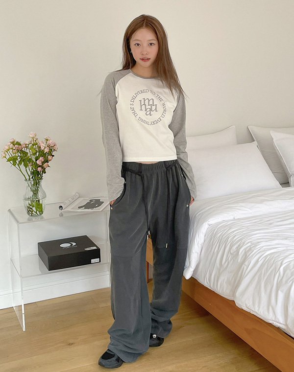 muahmuah - STITCH LOGO RAGLAN LONG SLEEVE (GREY)