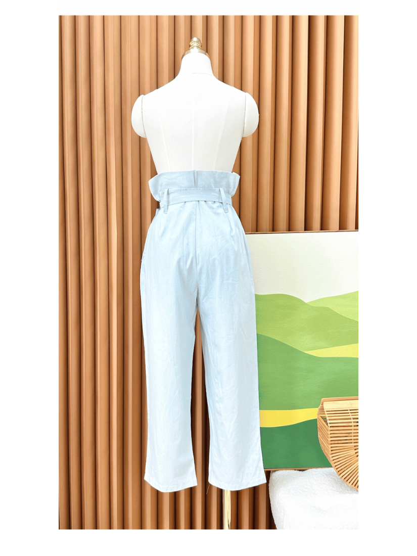 [現貨] 寬鬆花瓣綁帶褲(天藍) [ S ]