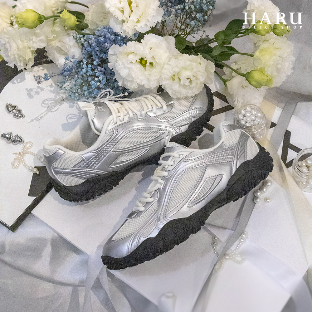 韓國限定 韓紹禧同款 FILA ECHAPPE MS 白銀 奶油白 銀黑 Y2K 芭蕾風 蝴蝶結 串珠 珍珠 復古休閒鞋 11001XM02348G063