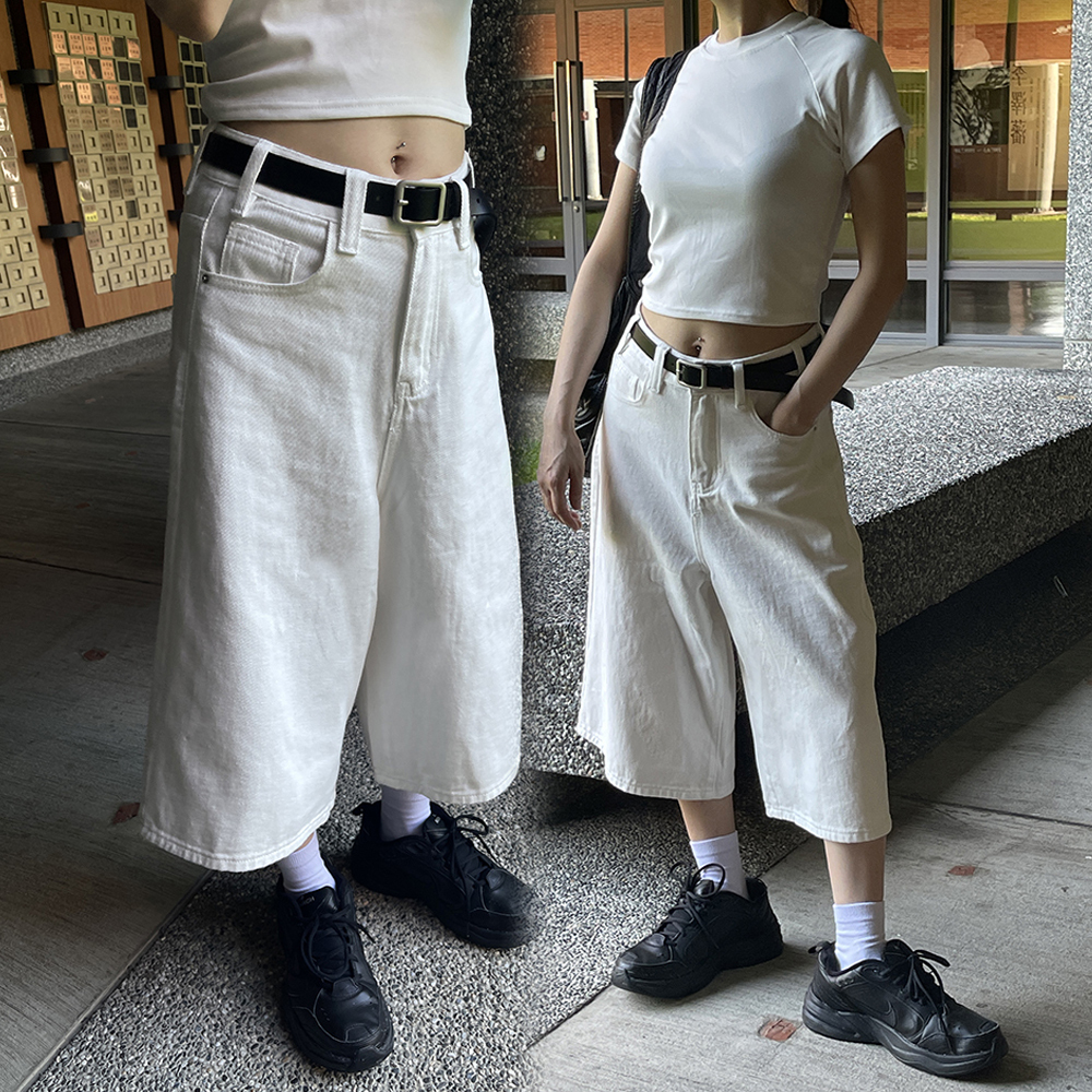 棉質寬鬆七分褲（in stock)