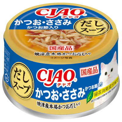 [$216限時優惠]CIAO 罐頭 燒津產高湯 雞肉+鰹魚 75g,A-232