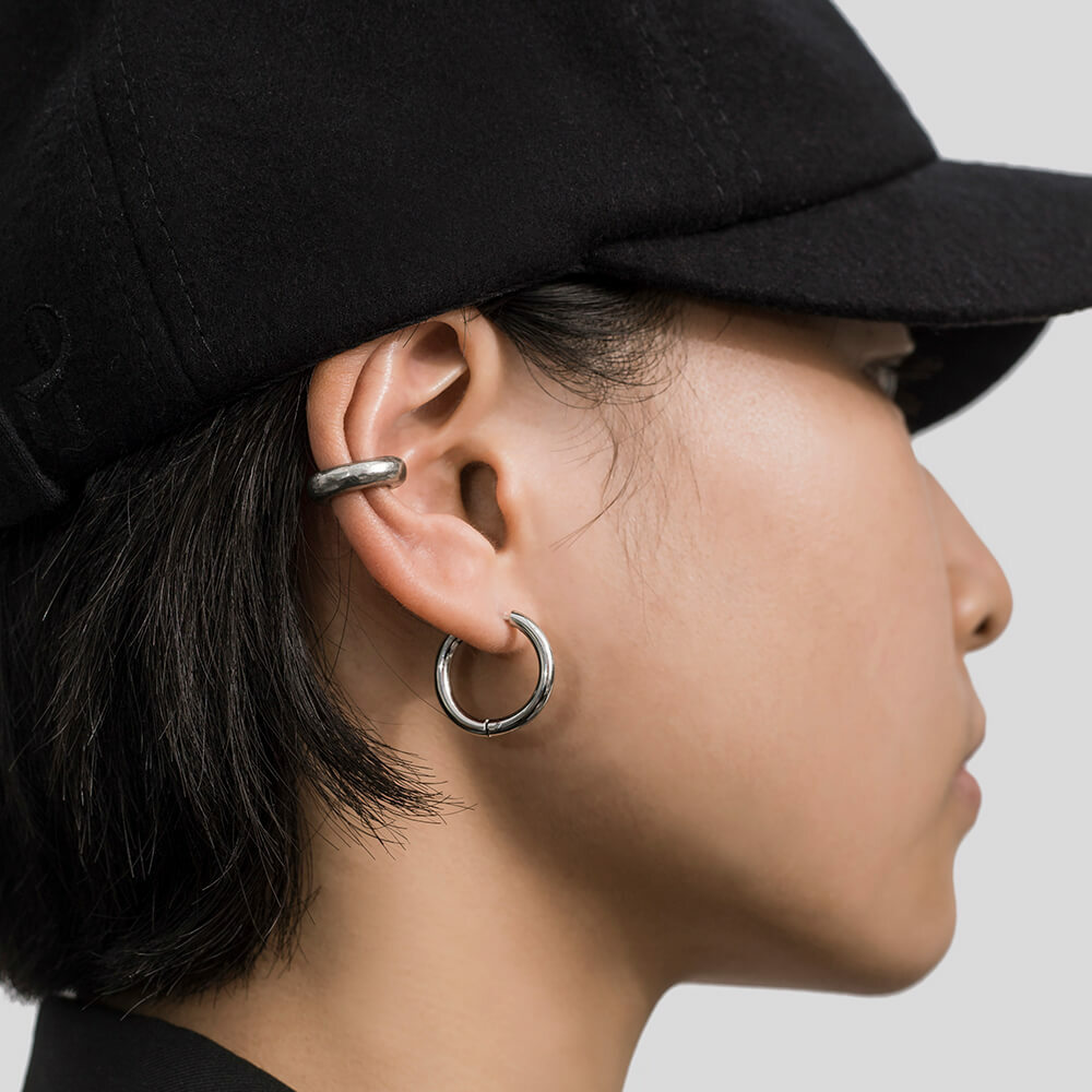 RECOVERY 基本3MM大圈形耳環 (亮銀)