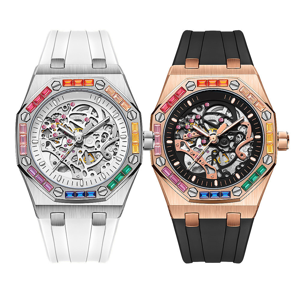 【BACHMANN 貝爾曼】 3834D 晶鑽鏤空幾何層次設計 夜光指針 機械錶 腕錶 手錶