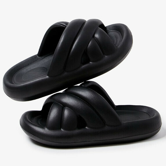 New cross-strap thick-soled sandals for women (black [size 40_45] (contact customer service after placing the order to confirm the delivery size)