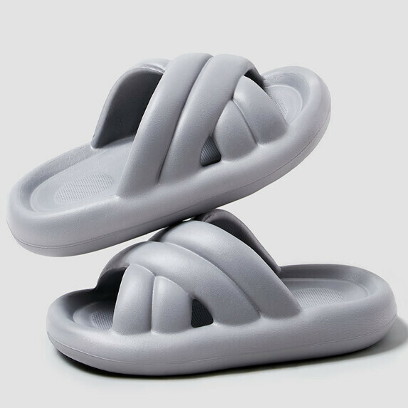 New cross-strap thick-soled sandals for women (grey [size 40_45] (contact customer service after placing the order to confirm the delivery size)
