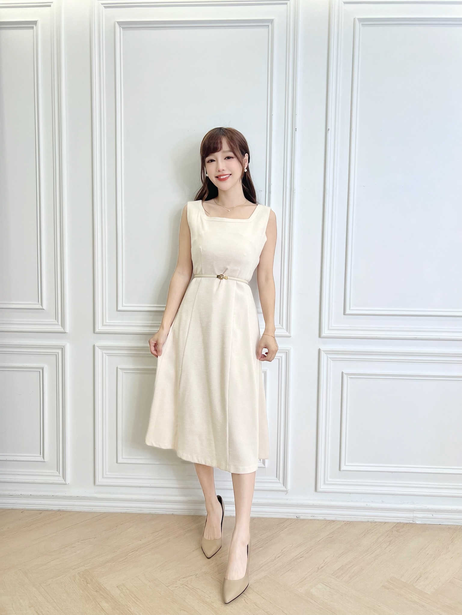 優雅方領織紋傘洋