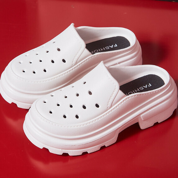 New model of women's semi-drag thick-soled sandals (white [size 35_40] (contact customer service after placing the order to confirm the delivery size)