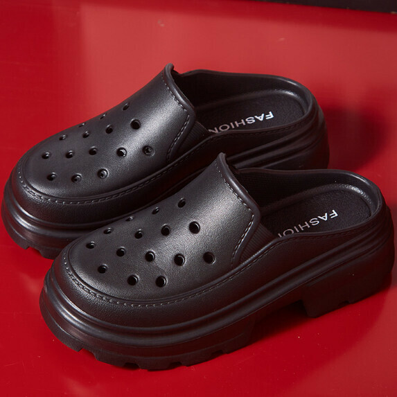 New style half-drag thick-soled sandals for women (black [size 35_40] (contact customer service after placing the order to confirm the delivery size)