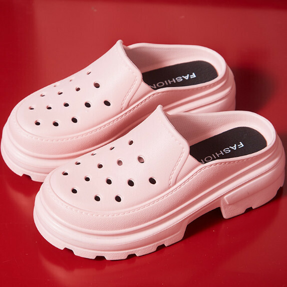 New style half-drag thick-soled sandals for women (pink [size 35_40] (contact customer service after placing the order to confirm the delivery size)