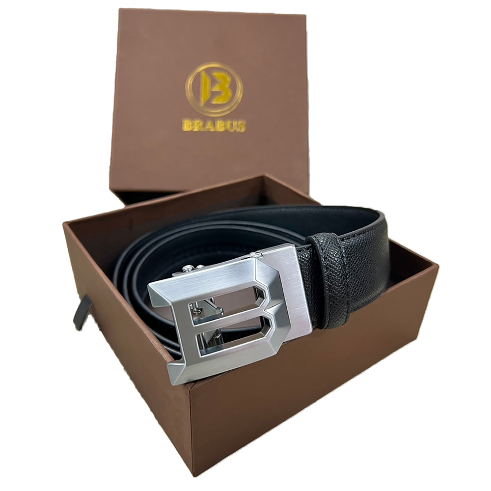 【Bruboses 巴伯思】BRB-F001 英國 鈦黑 英倫紳士 簡約高質感 防刮紋皮 訂製 自動 皮帶 (附收納盒)