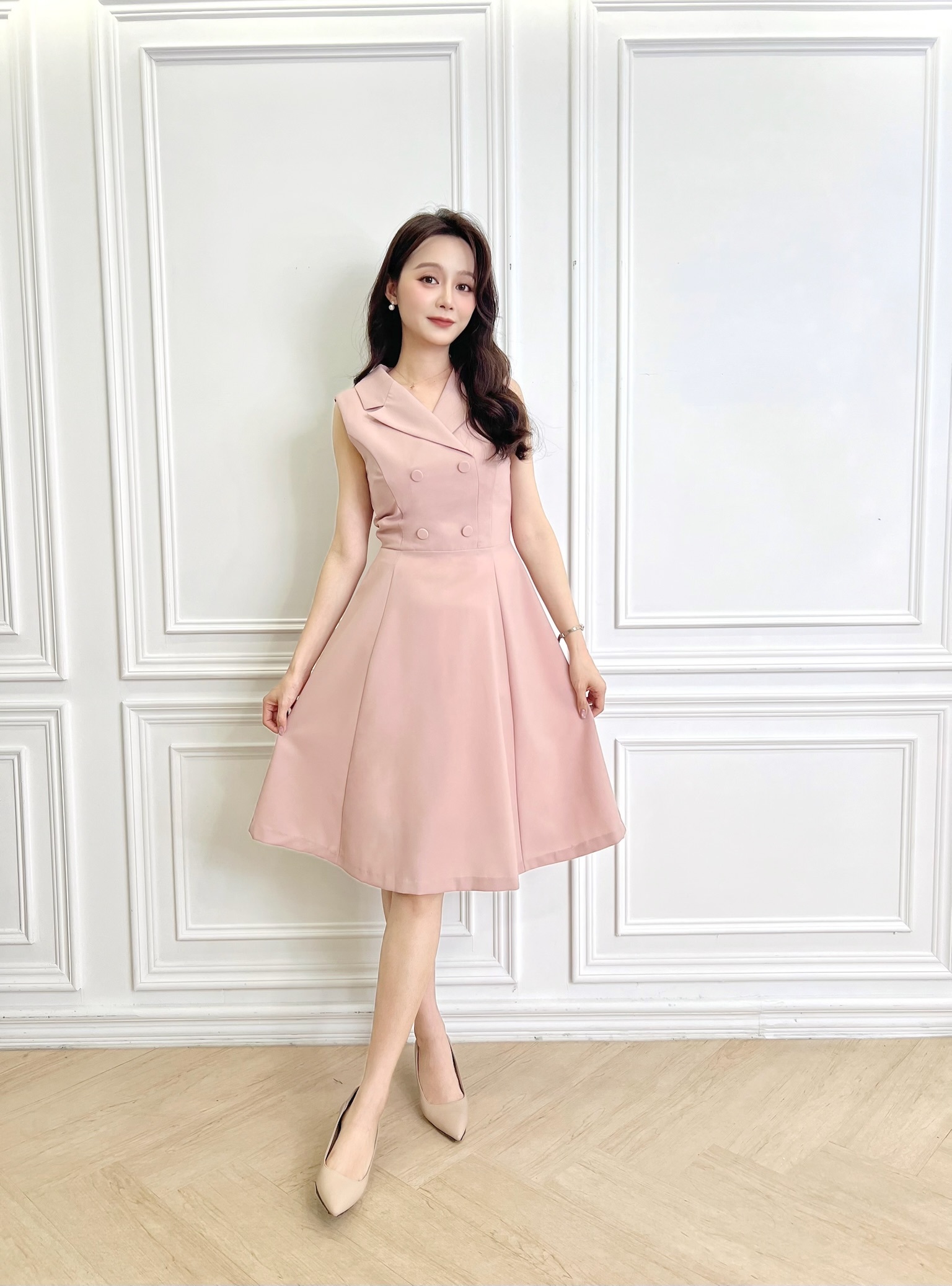 大翻領雙排釦傘洋