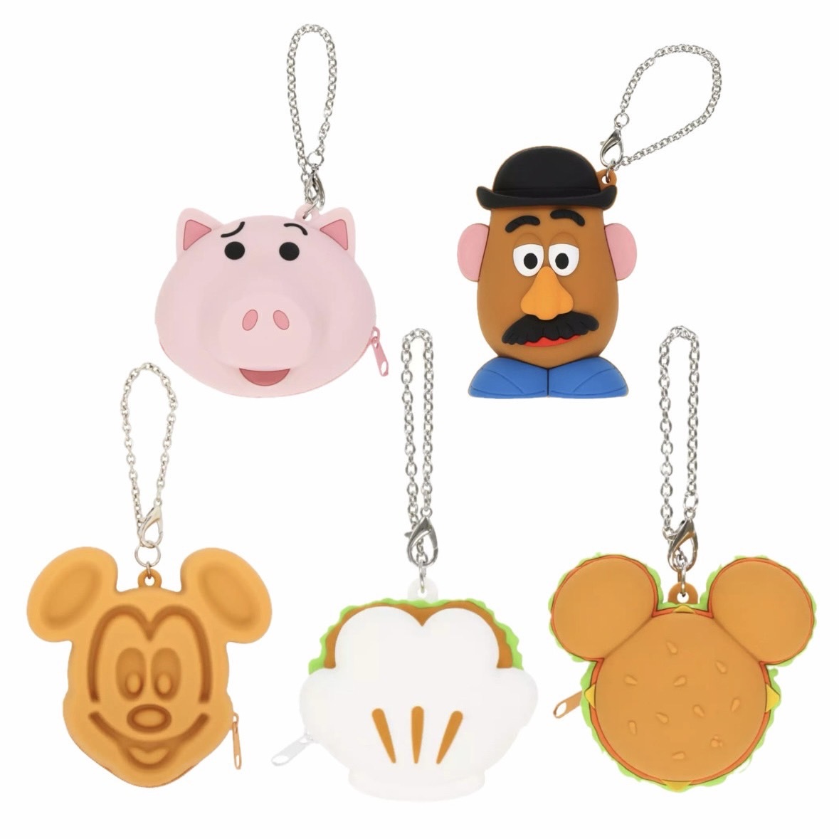 現貨┃日本 DISNEY 迪士尼 園區 米奇 漢堡 鬆餅 火腿豬 蛋頭先生 矽膠 零錢包 吊飾