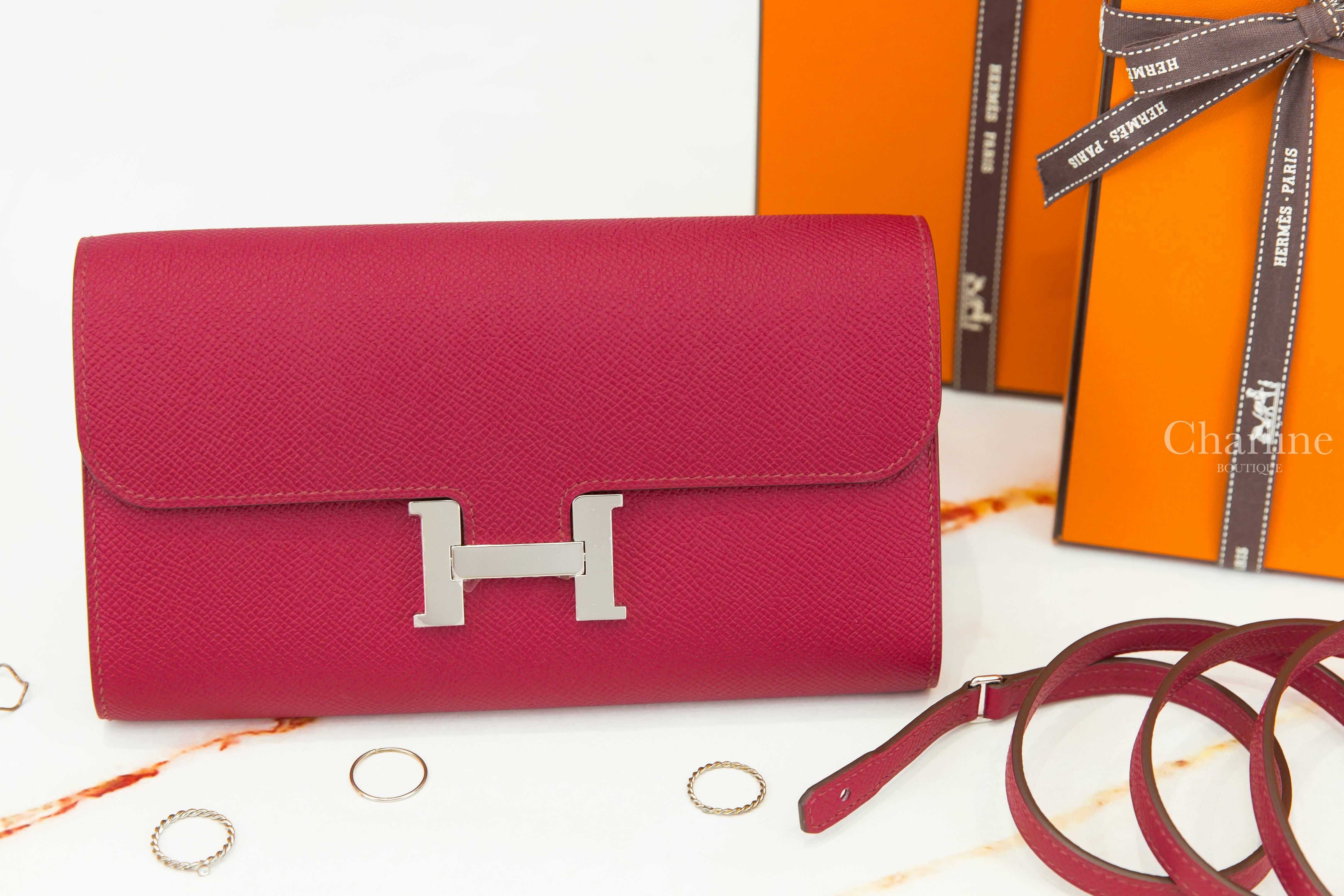 Hermès Constance Long To Go Wallet B5 Rubis Epsom 寶石紅銀釦肩背包