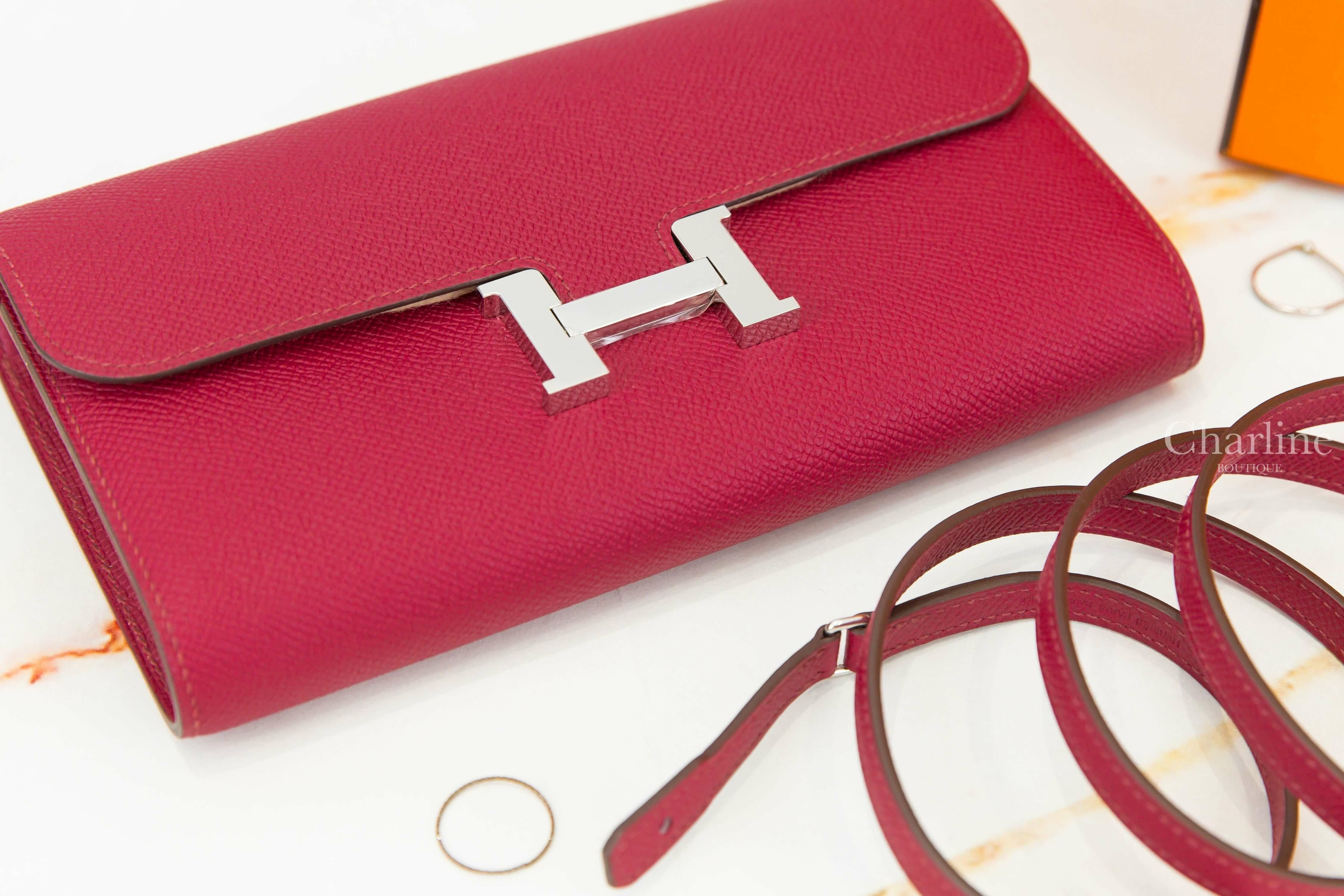 Hermès Constance Long To Go Wallet B5 Rubis Epsom 寶石紅銀釦肩背包-Charline Boutique 精品代購