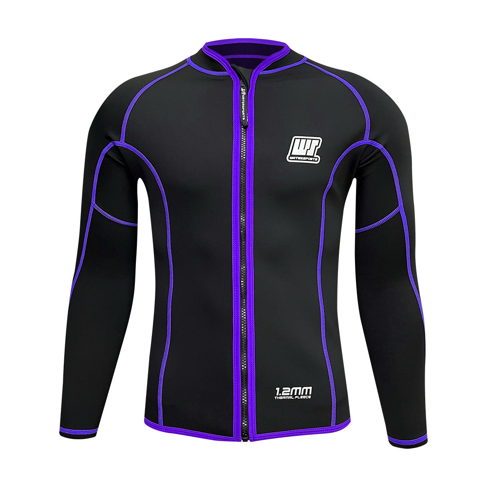 1.2mm 中性短纖抓毛游泳保暖夾克 - 黑/紫