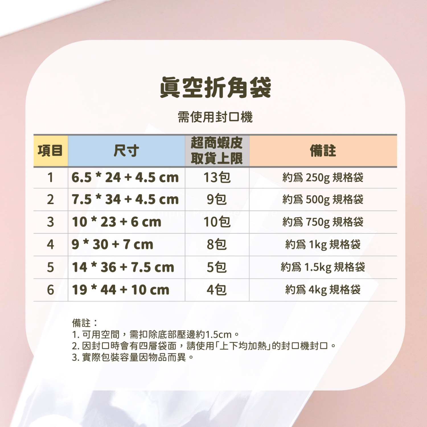 真空折角袋