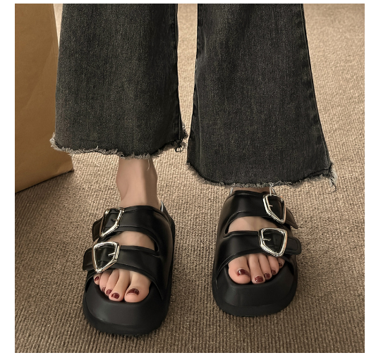 New thick-soled Roman sandals (black size 35-40) (contact customer service after placing order to confirm delivery size)