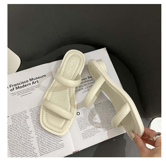 New Roman thick heel sandals (beige size 35-40) (contact customer service after placing order to confirm delivery size)