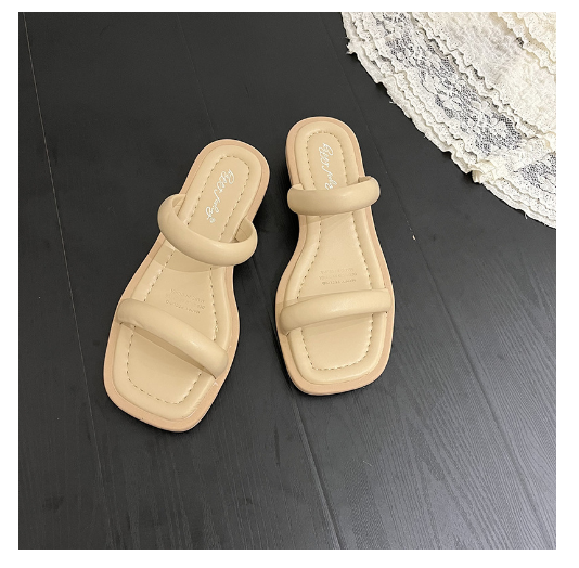 New Roman thick heel sandals (apricot color size 35-40) (contact customer service after placing order to confirm delivery size)