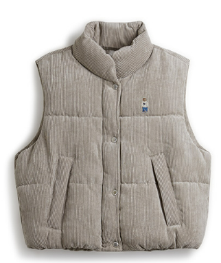 [K] WHO.A.U WOMEN'S STEVE CROP CORDUROY VEST, LIGHT GRAY, WHVWD4T07F-16-LIGHT GRAY (KWAU1138)